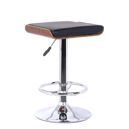 Armen Living Java Barstool in Chrome finish with Walnut wood and Black Faux Leather LCJABABLKWA